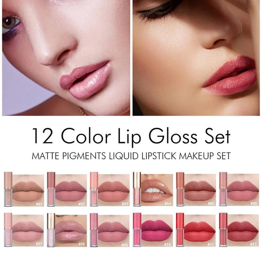 Velvet Matte Liquid Lipstick Set (12 pcs)